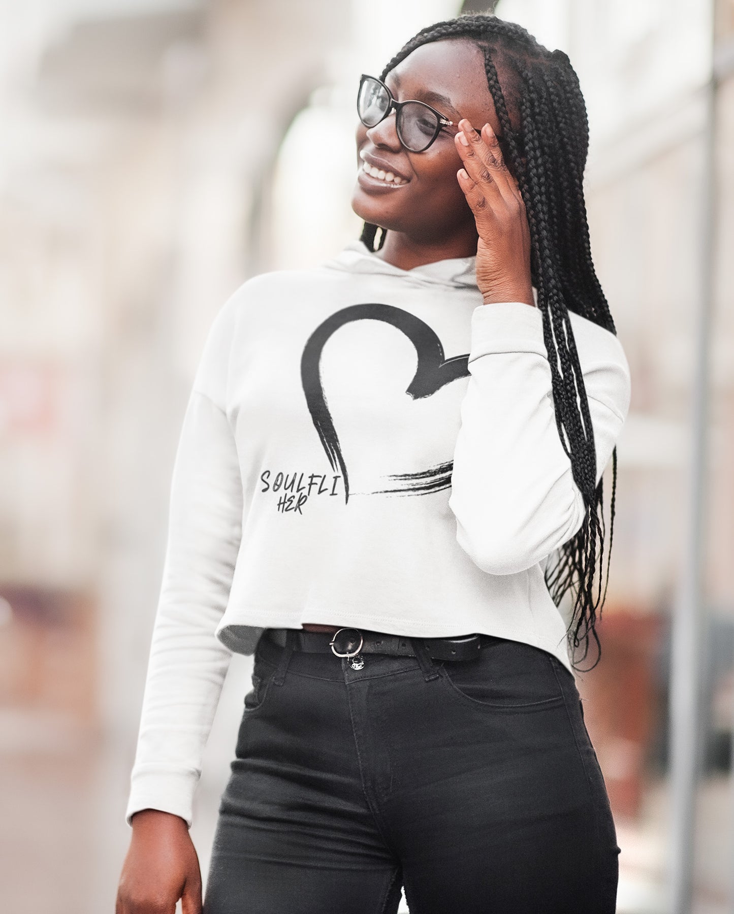 Soulfli Her Big Luv Women's Crop Hoodie