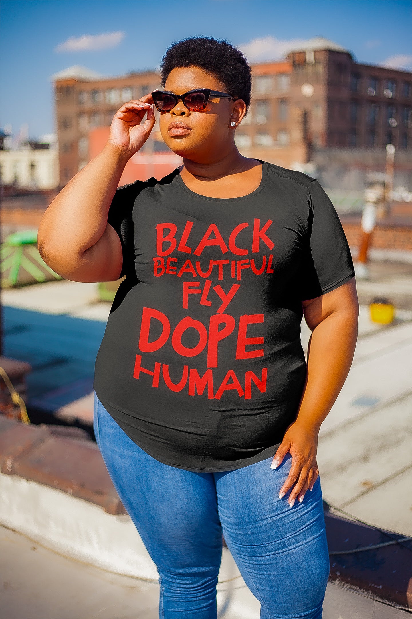 Black Human Women's Off The Shoulder T-Shirt