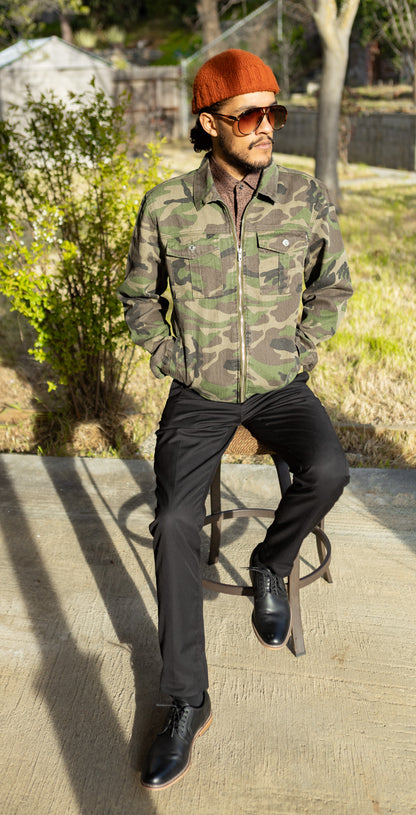 Black Human Camouflage Jean Jacket