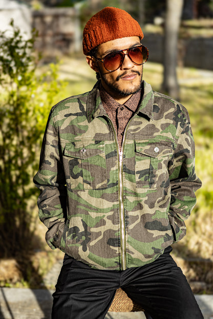 Black Human Camouflage Jean Jacket