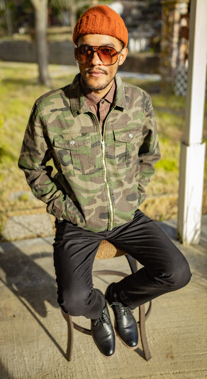 Black Human Camouflage Jean Jacket