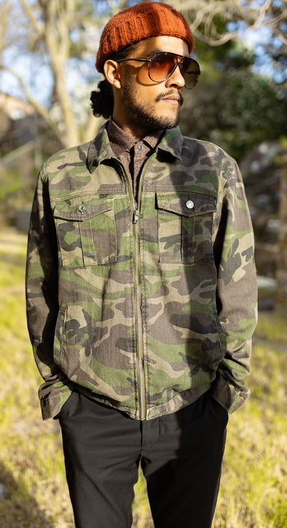 Black Human Camouflage Jean Jacket