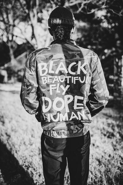 Black Human Camouflage Jean Jacket