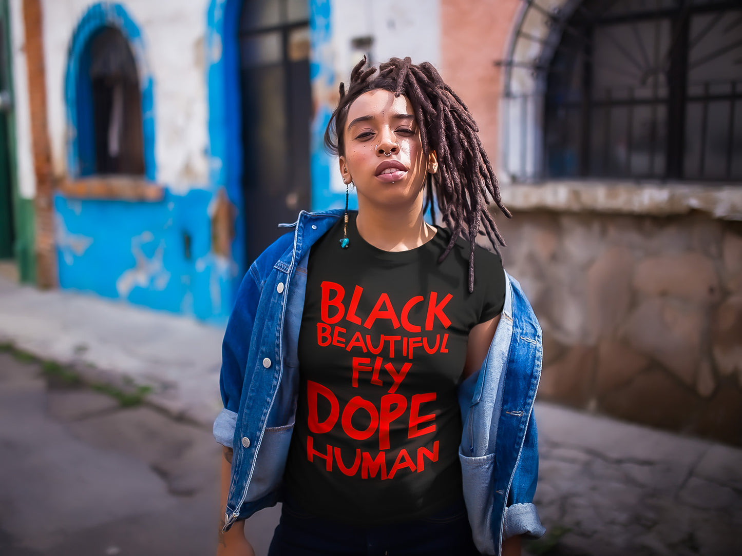 Black Human Women's Off The Shoulder T-Shirt