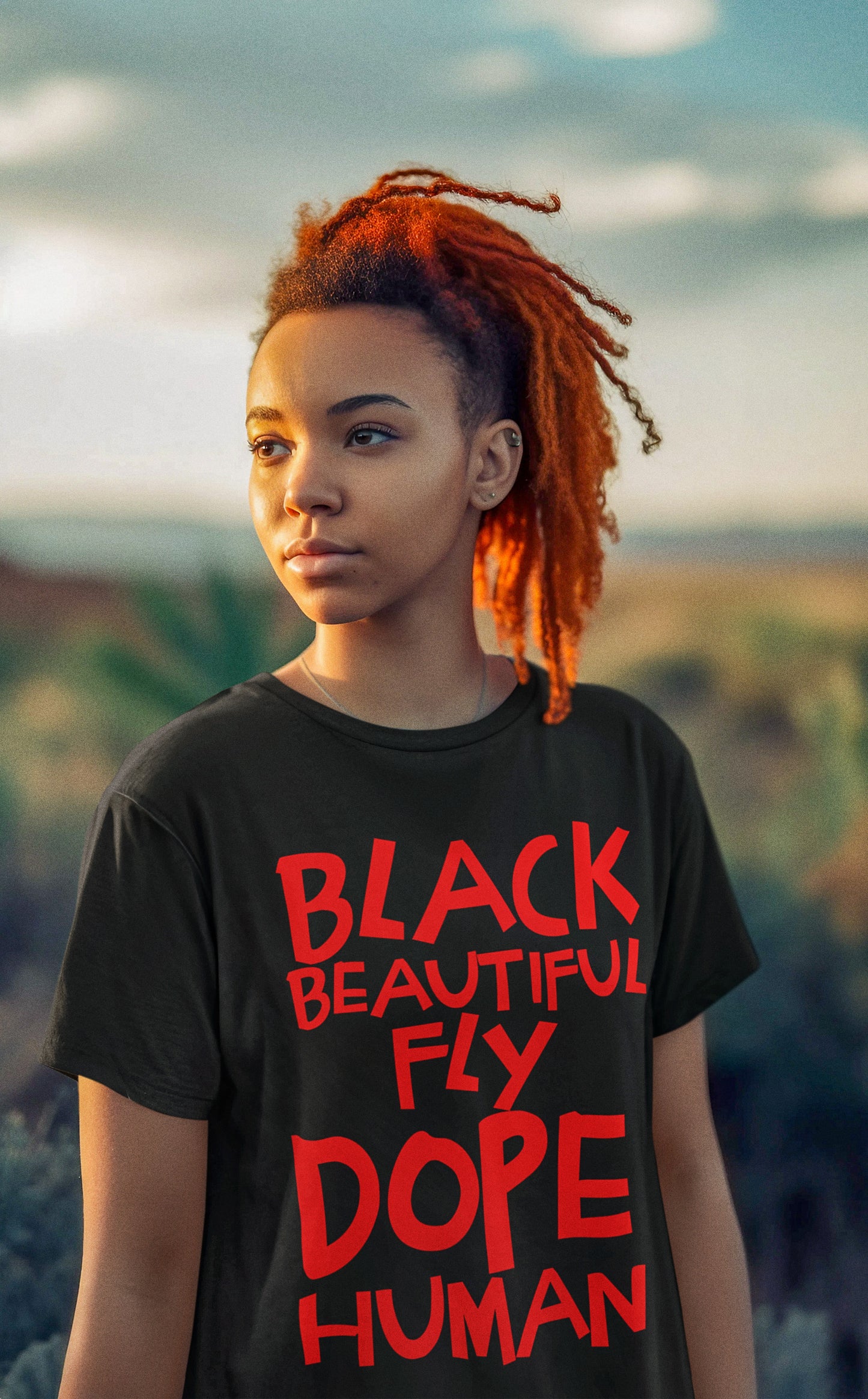 Black Human Women's Off The Shoulder T-Shirt