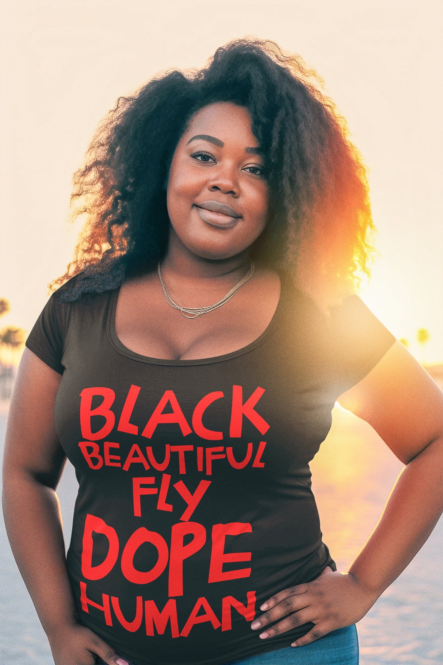 Black Human Women's Off The Shoulder T-Shirt