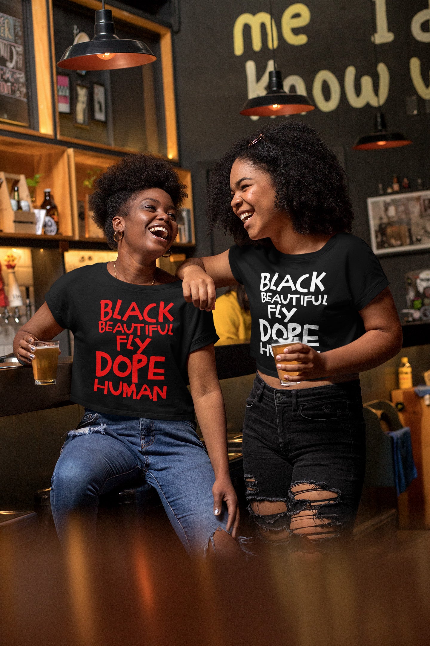 Black Human Women's Off The Shoulder T-Shirt