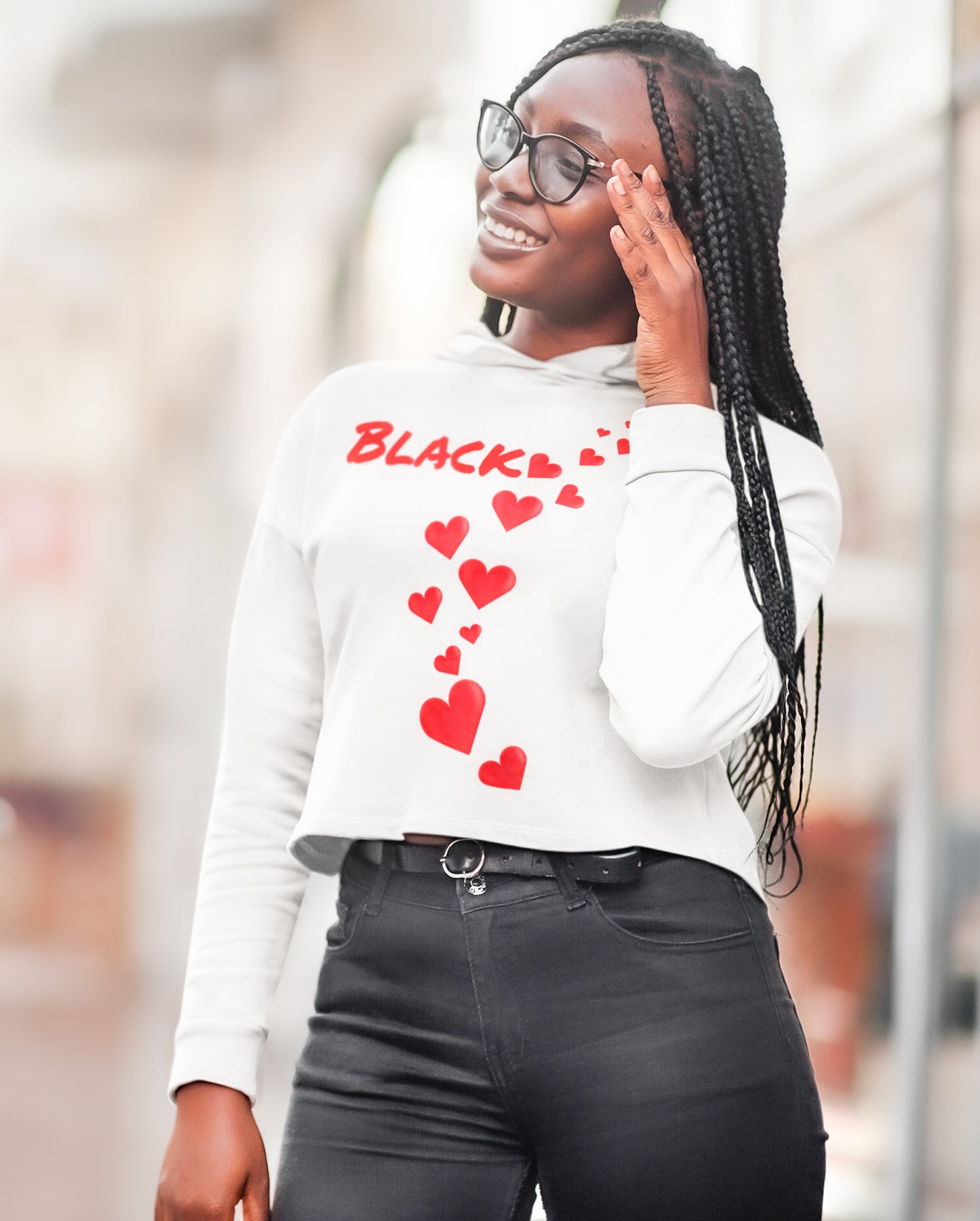 Black Love So Much Love Women's Crop Hoodie