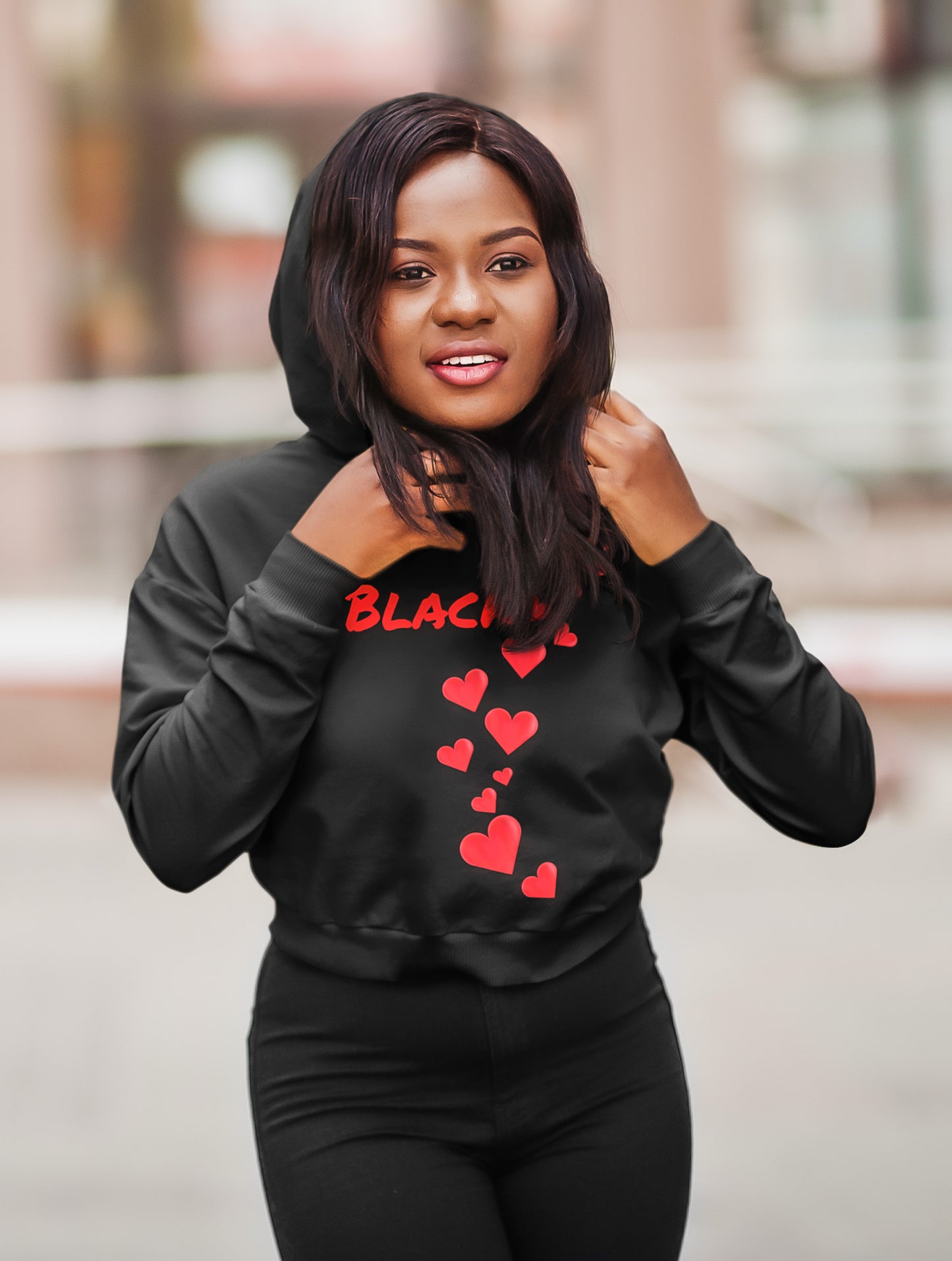 Black Love So Much Love Women's Crop Hoodie