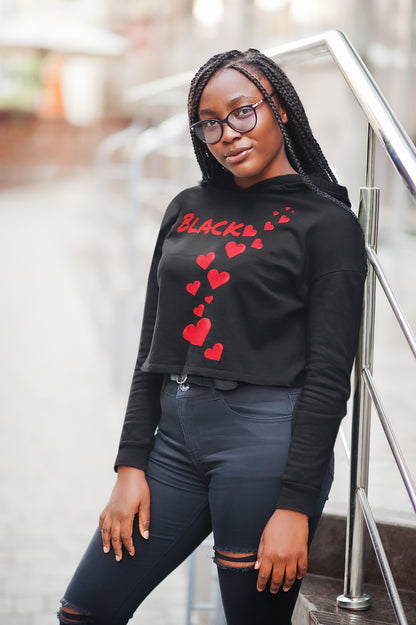 Black Love So Much Love Women's Crop Hoodie